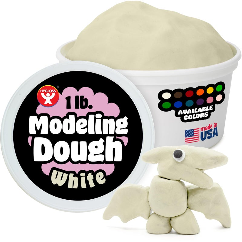 Hygloss Play Modeling Dough for Kids â€“ Safe & Non-Toxic Sensory Dough for Arts and Crafts â€“ 1 lb Tub â€“ Play Clay for Toddler Activities, Preschool Classroom Must-Haves â€“ White Color, Unscented - Image 1